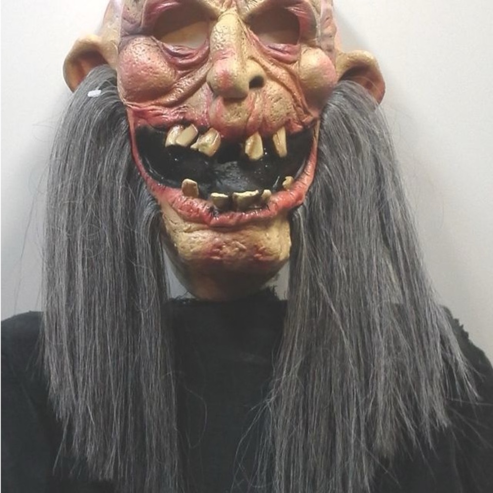 Vintage Scary Halloween Mask with Long Hair